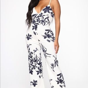 White/Navy Jumpsuit